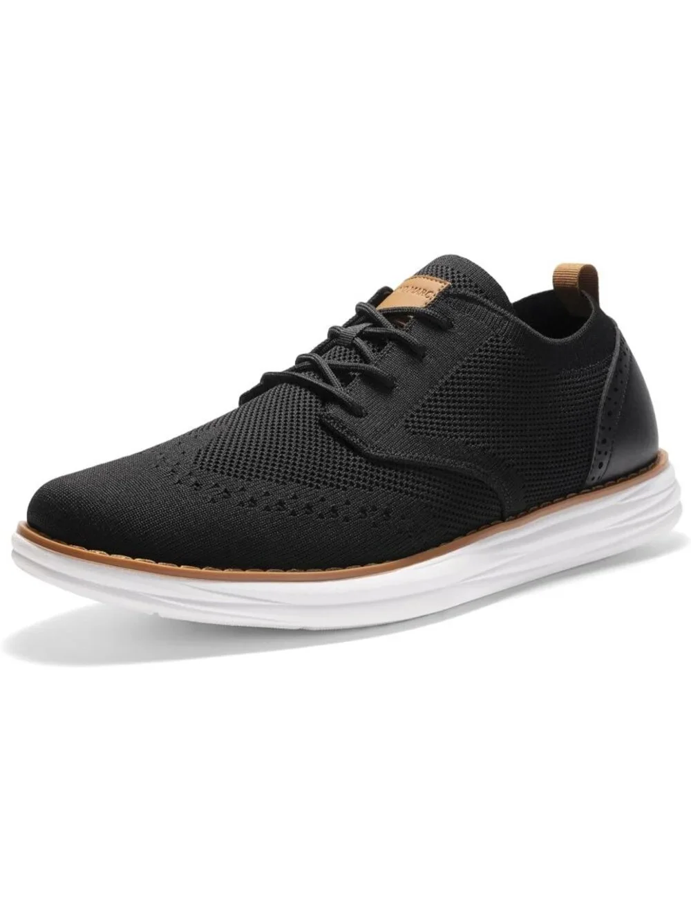 Men's Black White Knit Mesh Dress Sneakers Lace Up Casual Walking Oxford Shoes